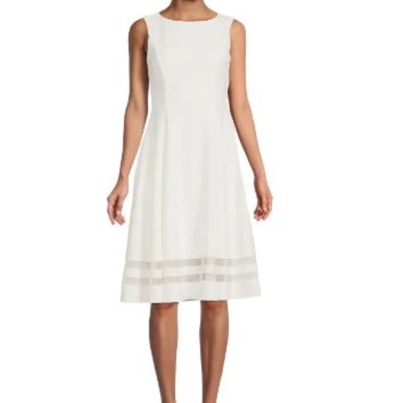 Calvin Klein Dresses & Skirts - Calvin Klein mesh hem fit & flare dress white 2P